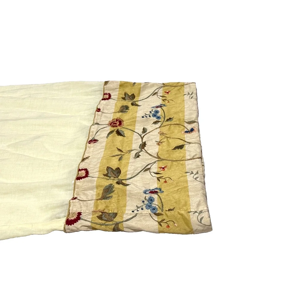 Vintage Hand Embroidered Pillowcase Decorative Cover Crewel Silk Linen Single